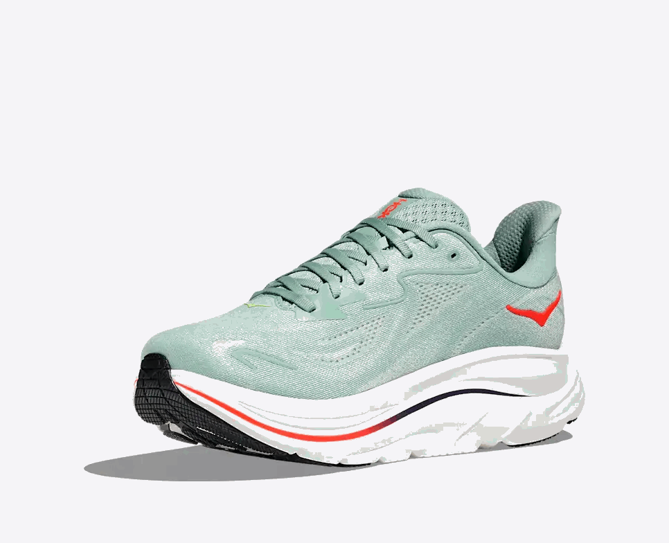 Buy HOKA Men Clifton 10 - Sage / Neon Flame for running in Singapore - Running Lab SG