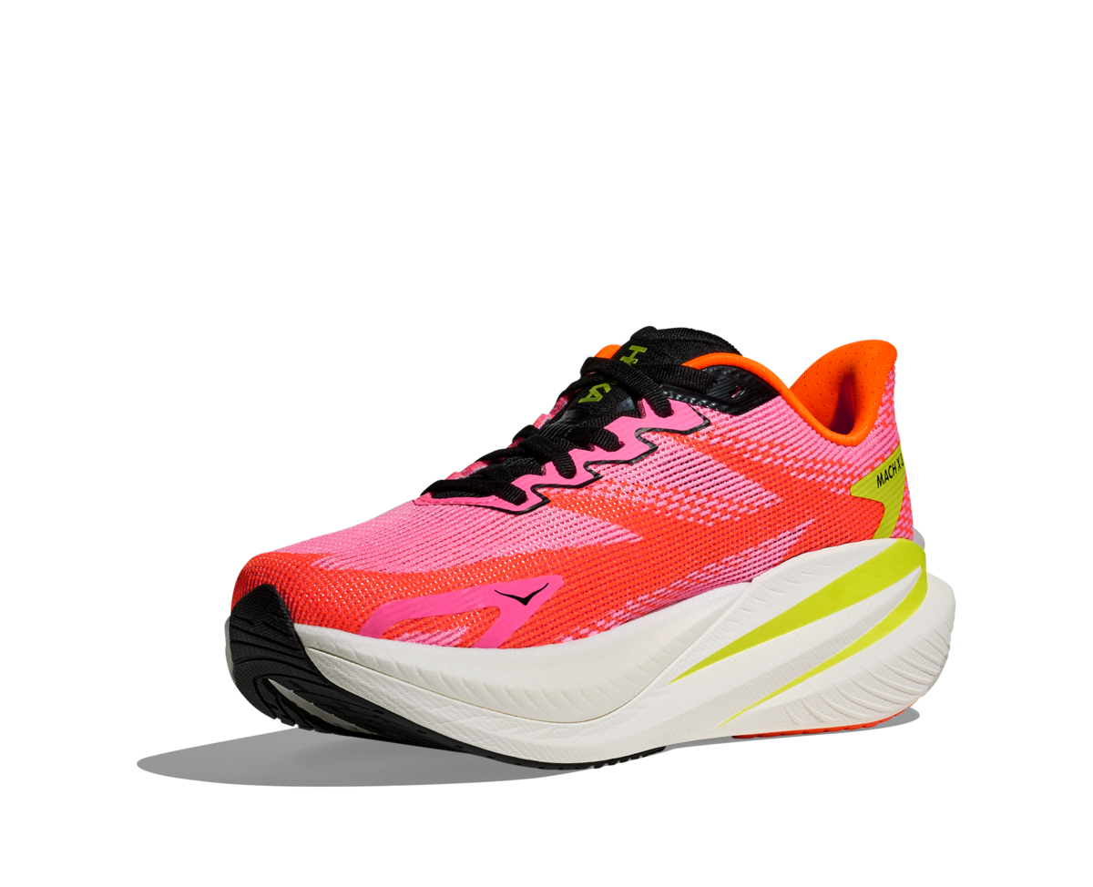 HOKA Women Mach X 3 Wide - Neon Rose / Neon Tangerine