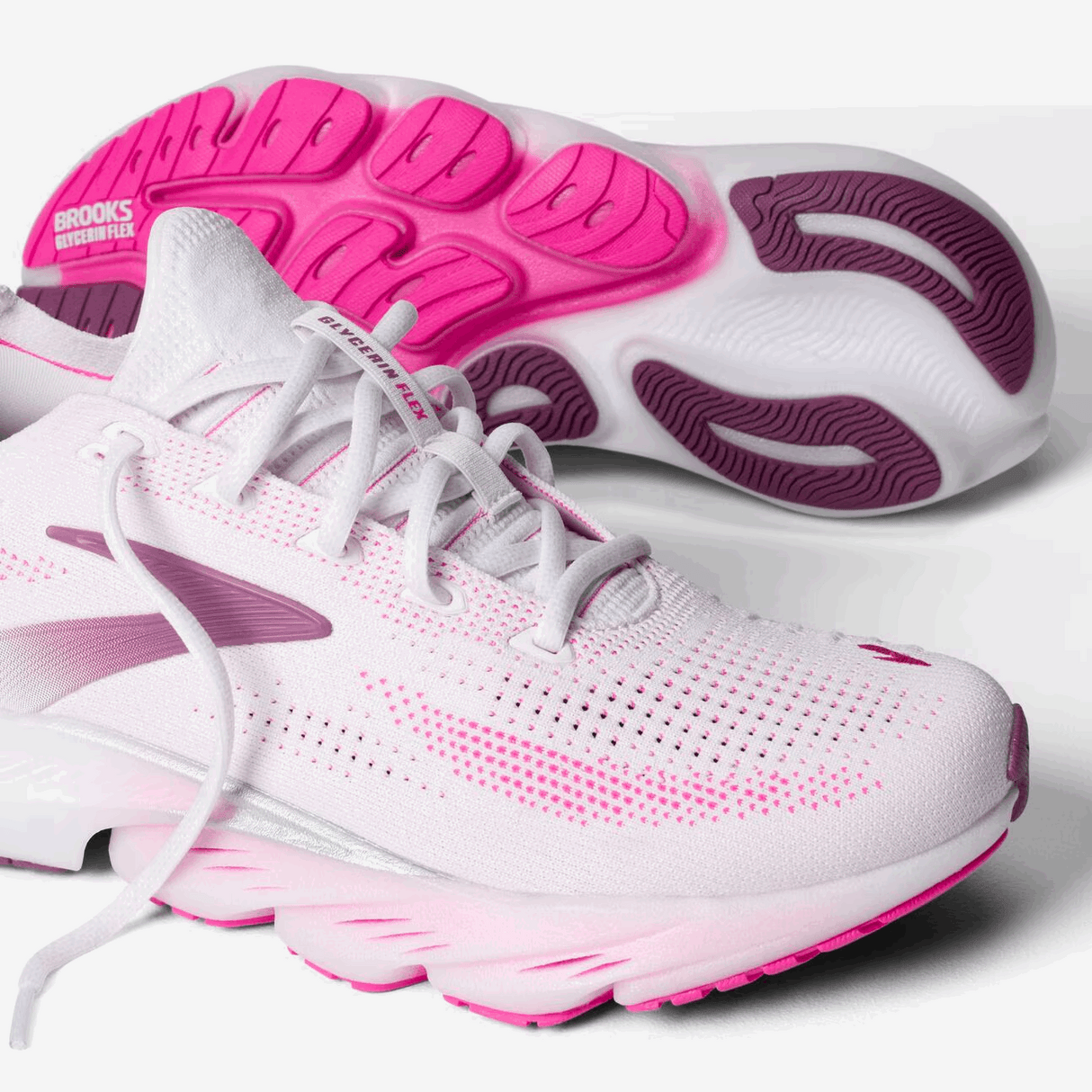 Buy Brooks Women Glycerin Flex - White / Cyber Pink / Argyle for running in Singapore - Running Lab SG