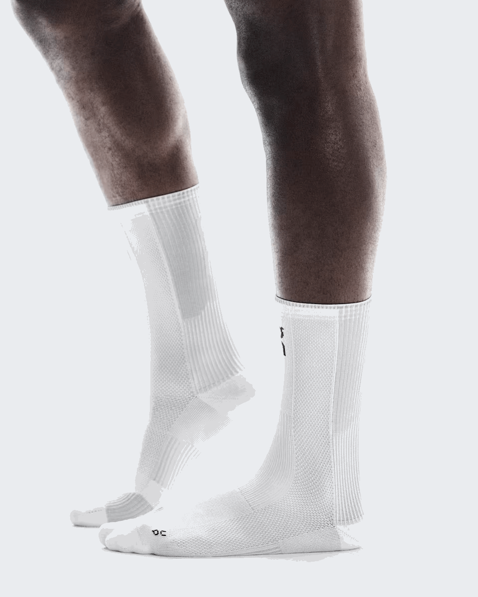 On Unisex Performance Run Sock High - White / Glacier
