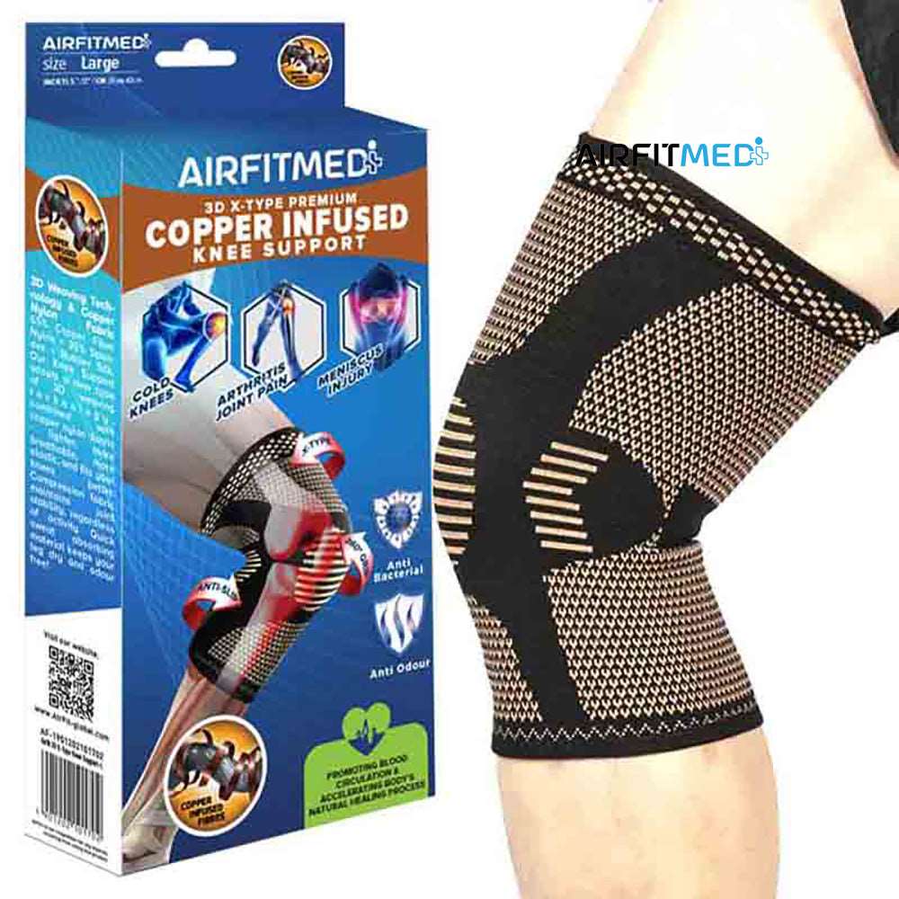 Buy AirFit Medi 3D X-Type Knee Support (Copper Infused) for running in Singapore - Running Lab SG