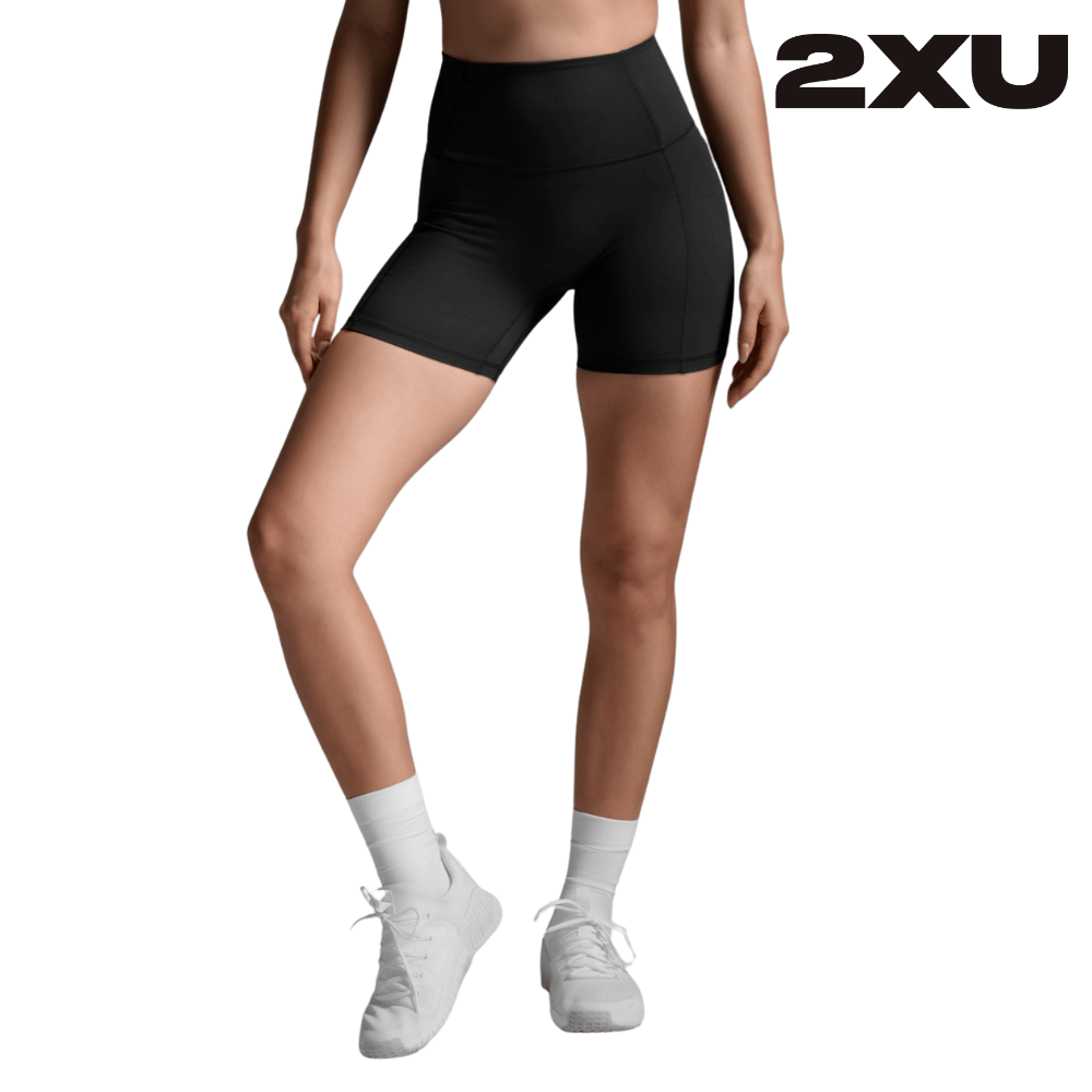 2XU Women Fluid Hi-Rise 5 Inch Shorts - Black / Black