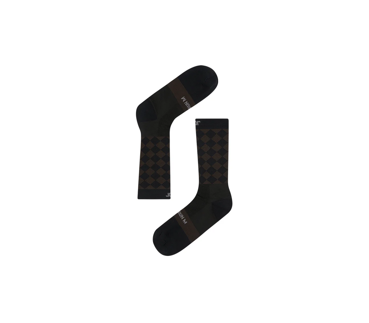 SOAR Running Unisex Diamond Crew Sock - Black / Brown