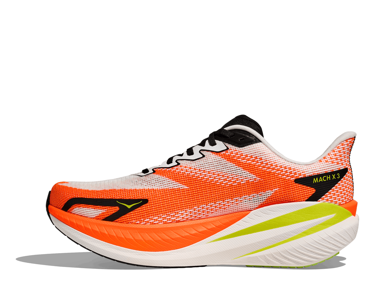 HOKA Men Mach X 3 - White / Neon Tangerine