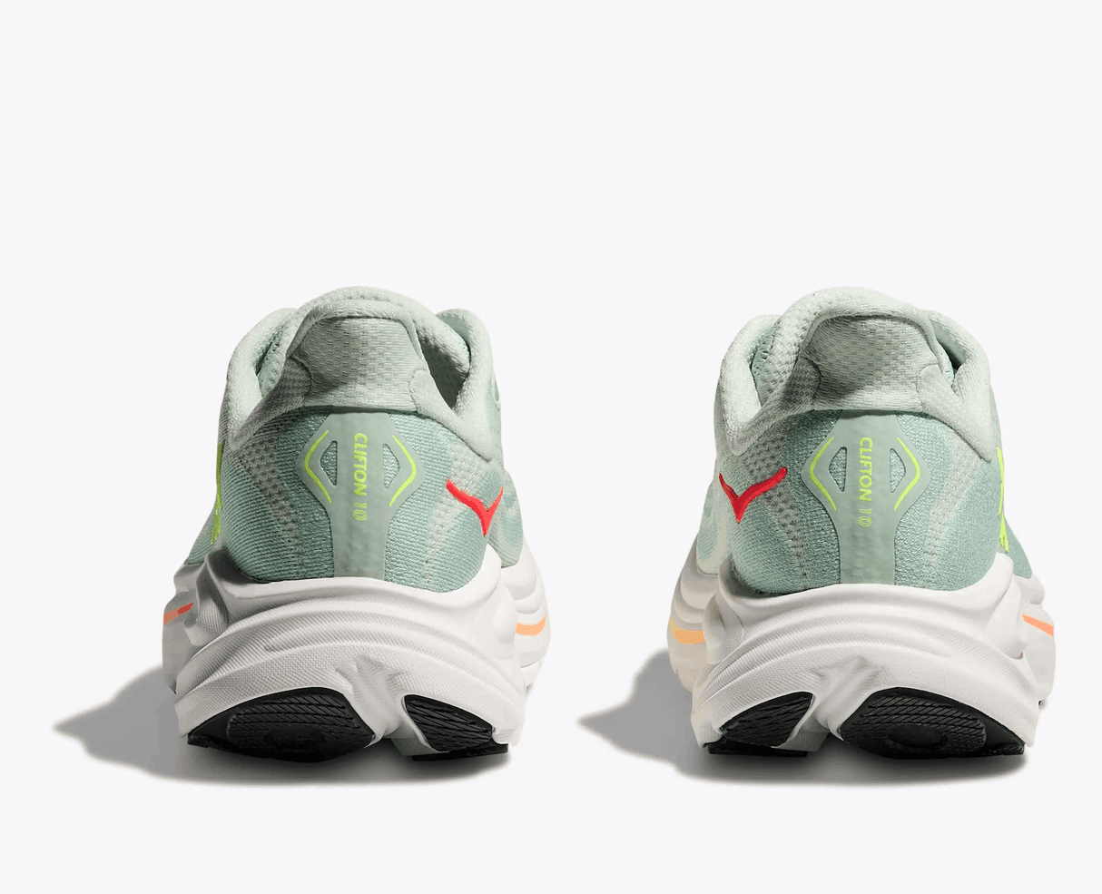 Buy HOKA Women Clifton 10 - Sea Glass / Neon Flame for running in Singapore - Running Lab SG