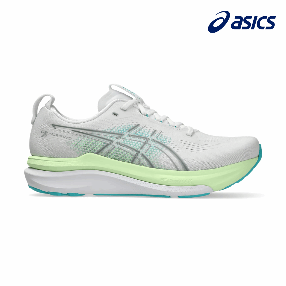 Buy ASICS Men Gel-Kayano 33 Wide - White / Energy Aqua for running in Singapore - Running Lab SG