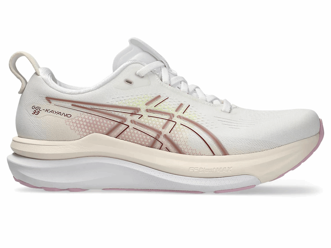 Buy ASICS Women Gel-Kayano 33 Wide - White / Hazy Lilac for running in Singapore - Running Lab SG