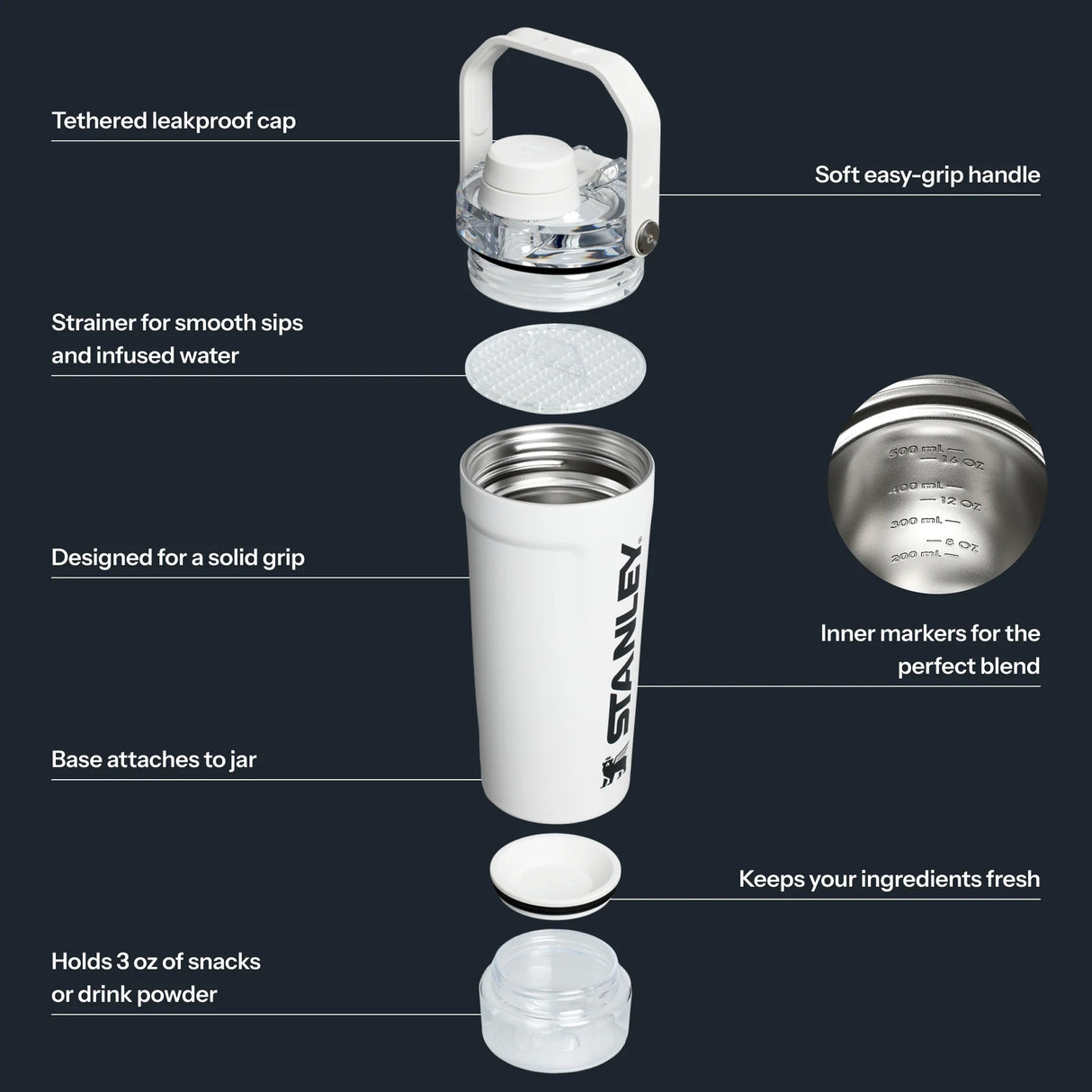 Buy Stanley The Vitalize™ Shaker Bottle 20 Oz - Chalk for running in Singapore - Running Lab SG