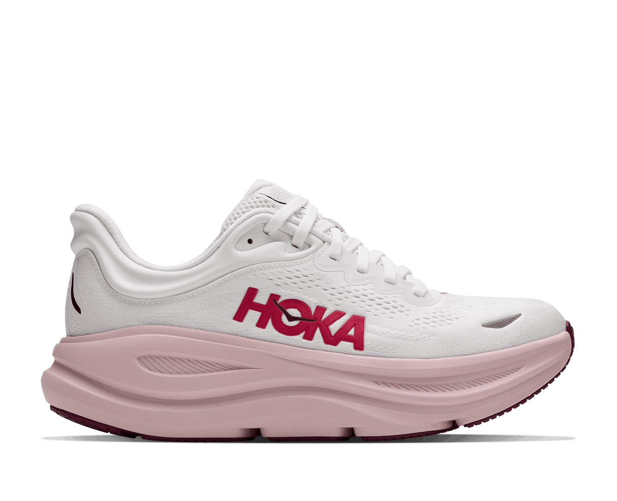 HOKA Women Bondi 9 Wide - White / Pink Opal