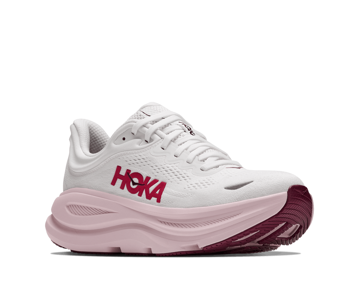 HOKA Women Bondi 9 Wide - White / Pink Opal