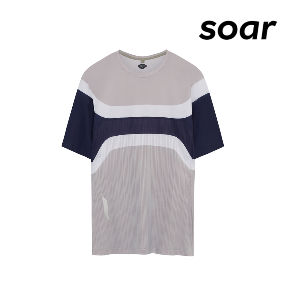 SOAR Men Hot Weather T - Grey / Navy Stripe