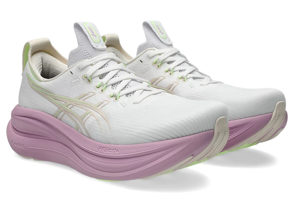 Buy ASICS Women Gel-Nimbus 28 Wide - White / Hazy Lilac for running in Singapore - Running Lab SG