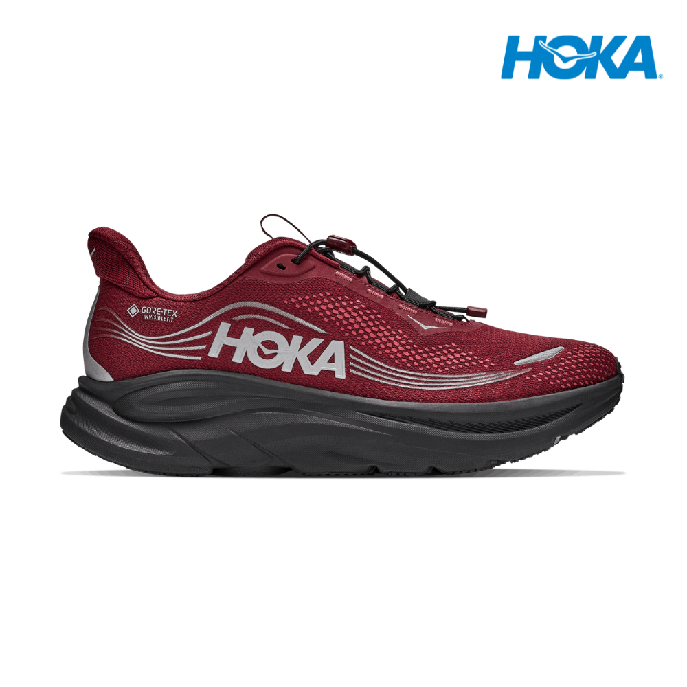 HOKA Men Clifton 11 GTX Wide - Varsity Burgundy / Carbon Black