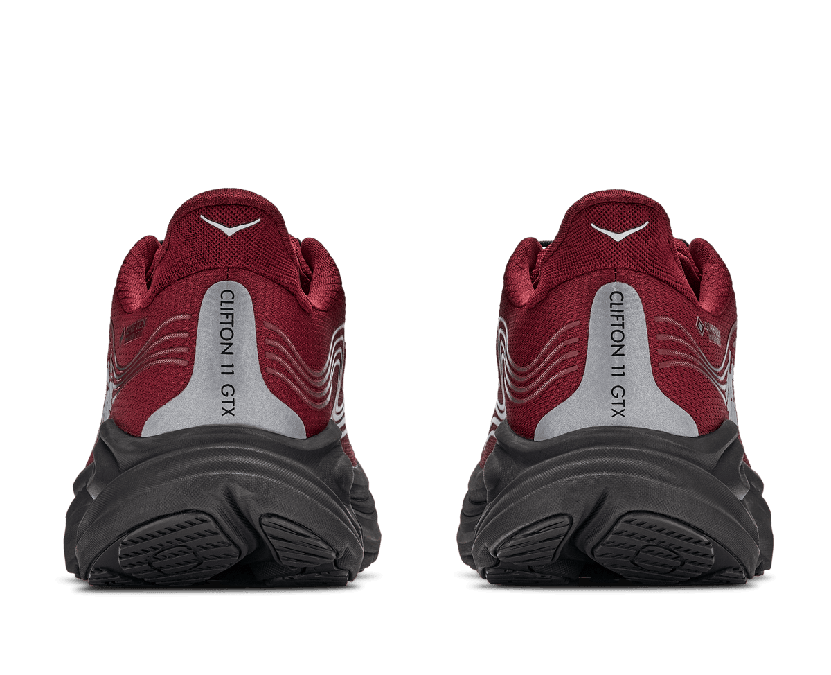 HOKA Men Clifton 11 GTX Wide - Varsity Burgundy / Carbon Black