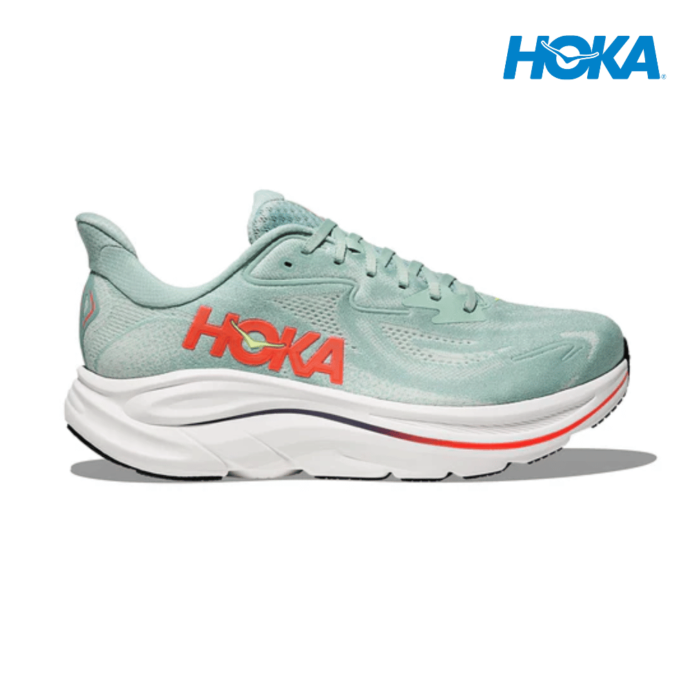 Buy HOKA Men Clifton 10 - Sage / Neon Flame for running in Singapore - Running Lab SG