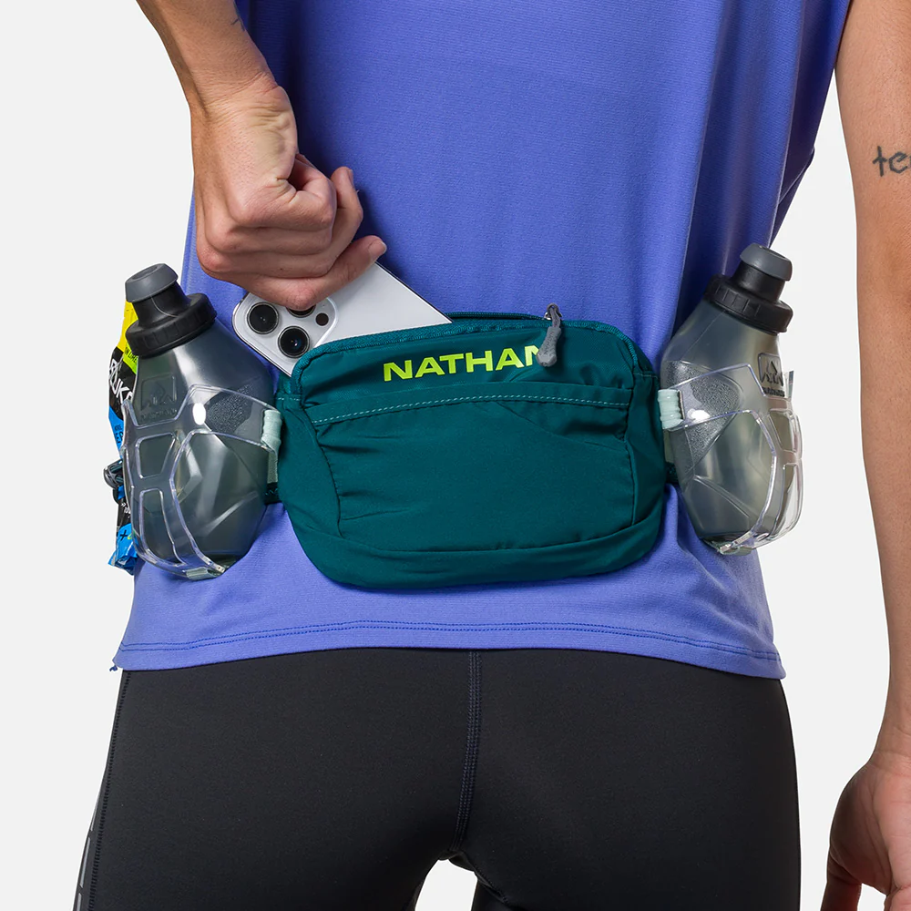 Nathan Sports Trail Mix Plus 3.0 Hydration Belt - Deep Teal / Finish Lime