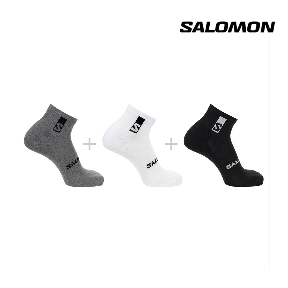 Salomon Everyday Ankle 3-Pack Socks - Black / White / Grey Melange