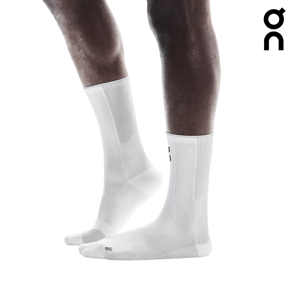 On Unisex Performance Run Sock High - White / Glacier