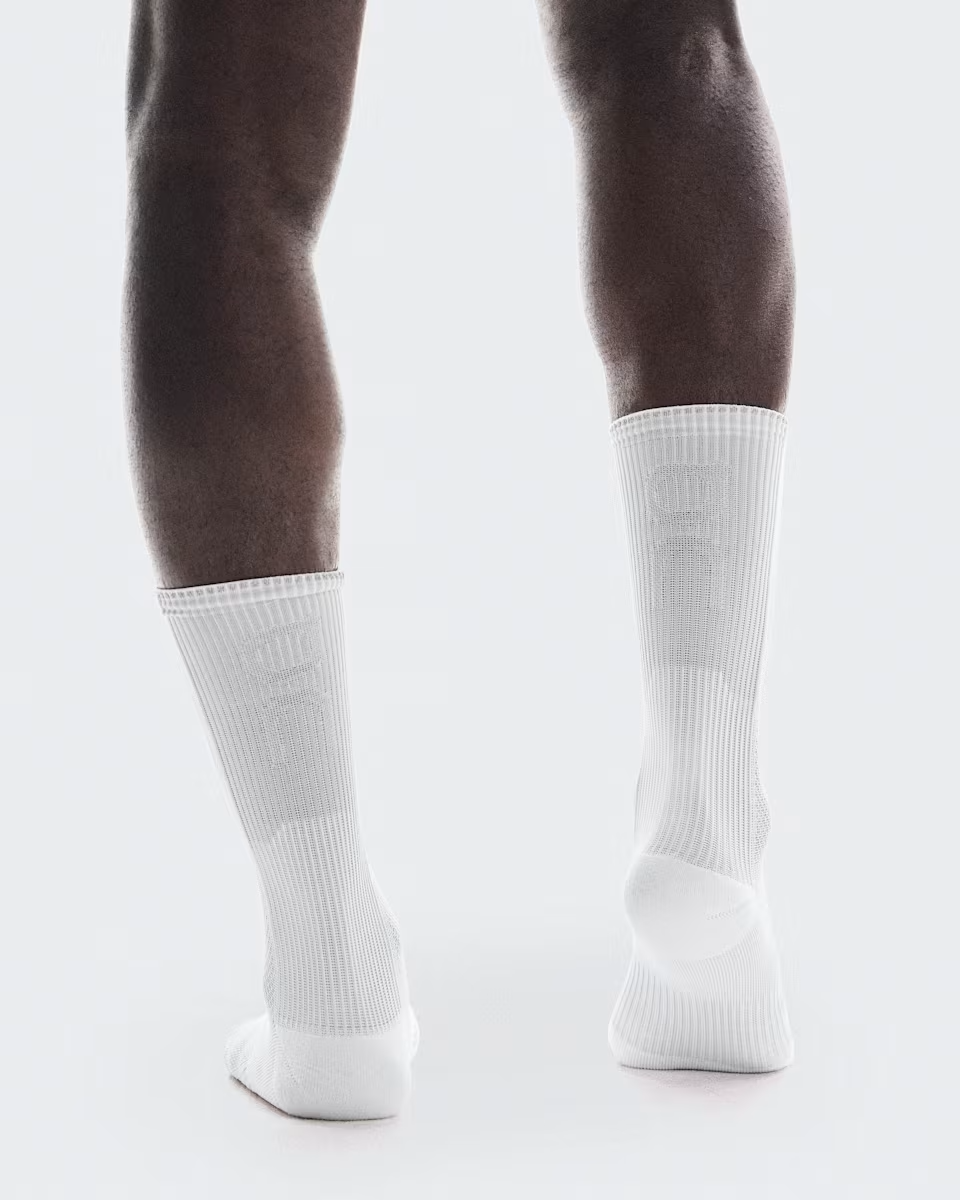 On Unisex Performance Run Sock High - White / Glacier