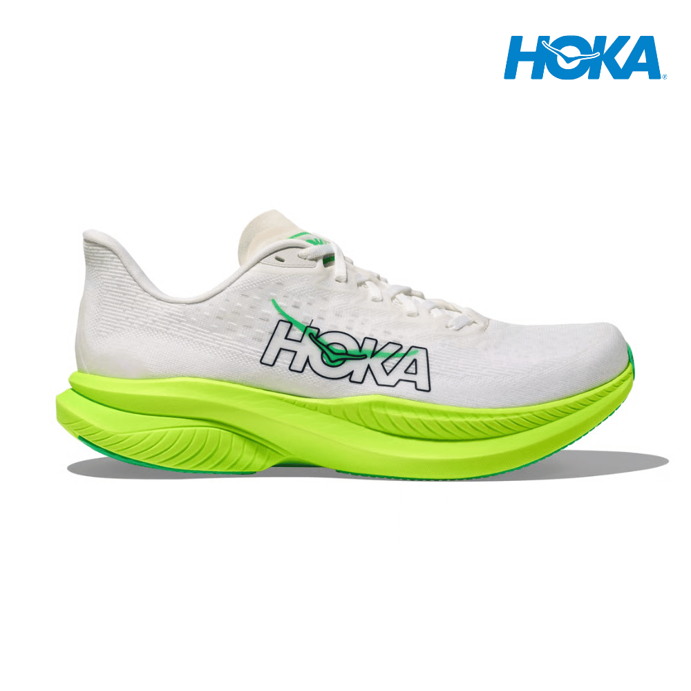 Buy HOKA Men Mach 6 - White / Neon Lime for running in Singapore - Running Lab SG