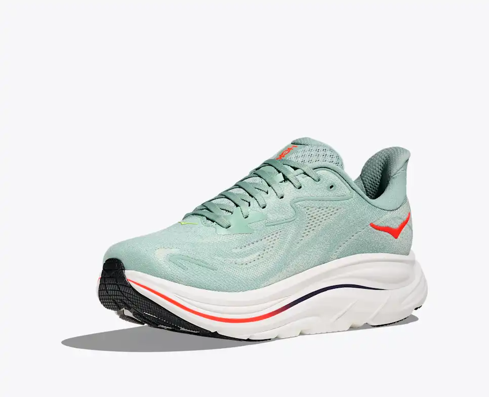 Buy HOKA Men Clifton 10 - Sage / Neon Flame for running in Singapore - Running Lab SG