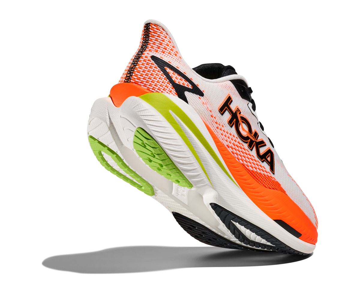 HOKA Men Mach X 3 - White / Neon Tangerine