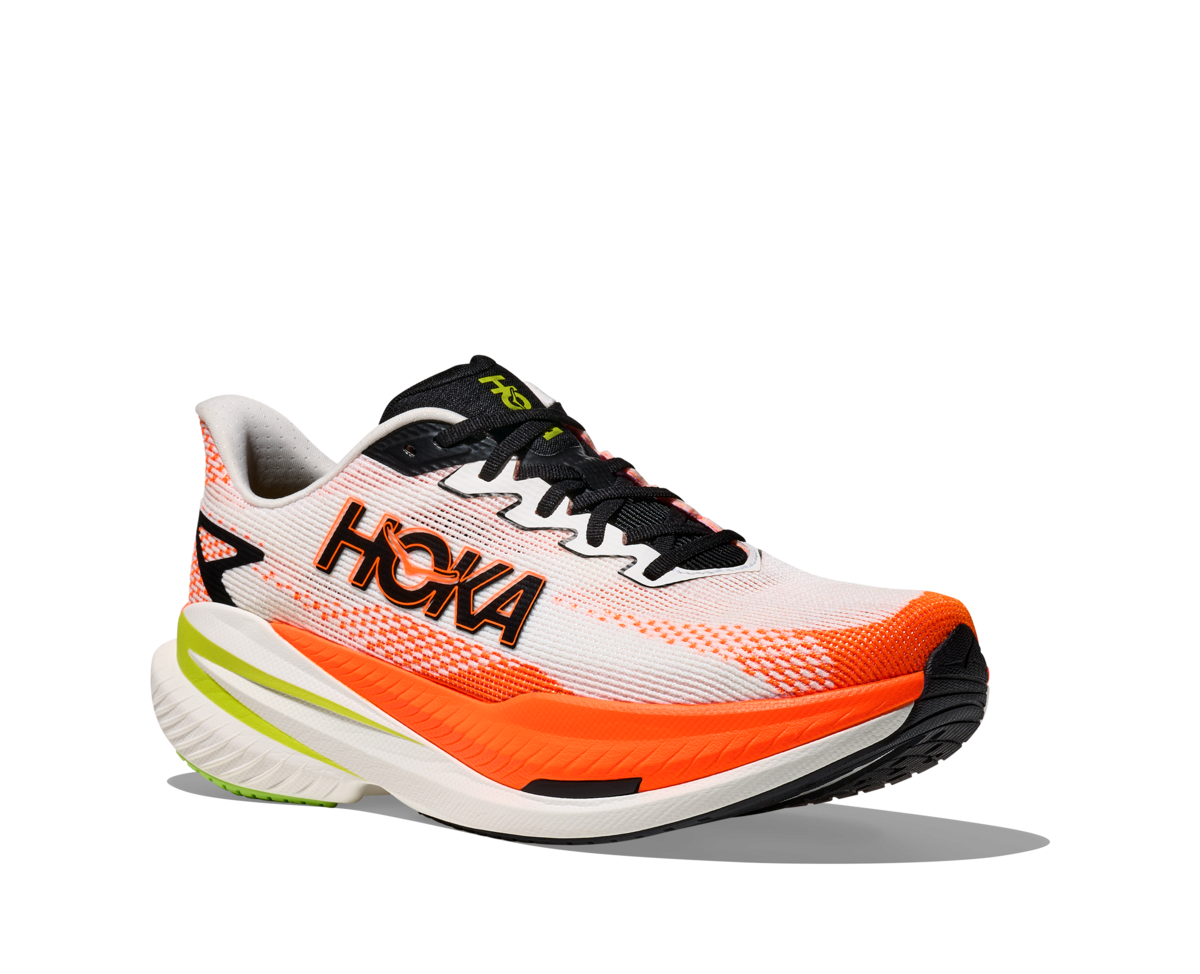 HOKA Men Mach X 3 - White / Neon Tangerine