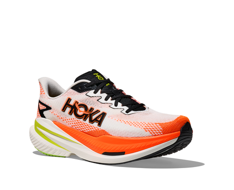 HOKA Men Mach X 3 - White / Neon Tangerine