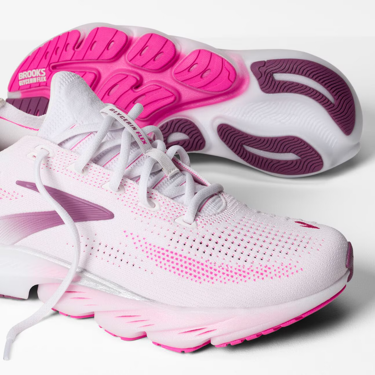 Buy Brooks Women Glycerin Flex - White / Cyber Pink / Argyle for running in Singapore - Running Lab SG