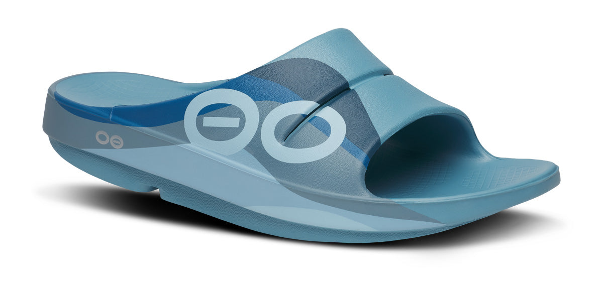 OOFOS Unisex OOahh Sport - Ocean Blue Wave – Running Lab Singapore