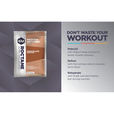 (5 Packs) GU Roctane Recovery Packet Drink Chocolate Smoothie - Expiry Date: Jun 2025