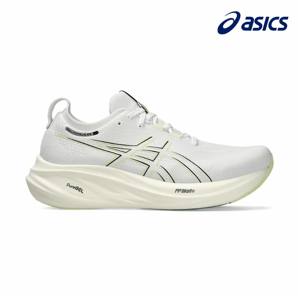 ASICS Men Gel-Nimbus 26 Wide - White / Birch – Running Lab ASICS Men Gel-Nimbus 26 Wide - White / Birch – Running Lab