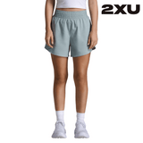 2XU Women Aero Hi-Rise 4 Inch Shorts - Smoke Blue / White Reflective