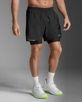 2XU Men Aero Mesh 2-in-1 5 Inch Shorts - Black / Silver Reflective