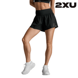 2XU Women Aero Hi-Rise 2-in-1 3 Inch Shorts - Black / Silver Reflective