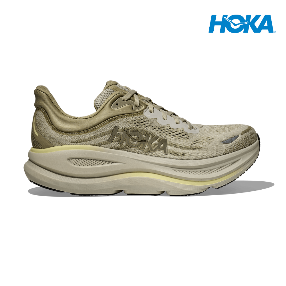 HOKA Men Bondi 9 Wide - Grassland / Oyster Mushroom – Running Lab