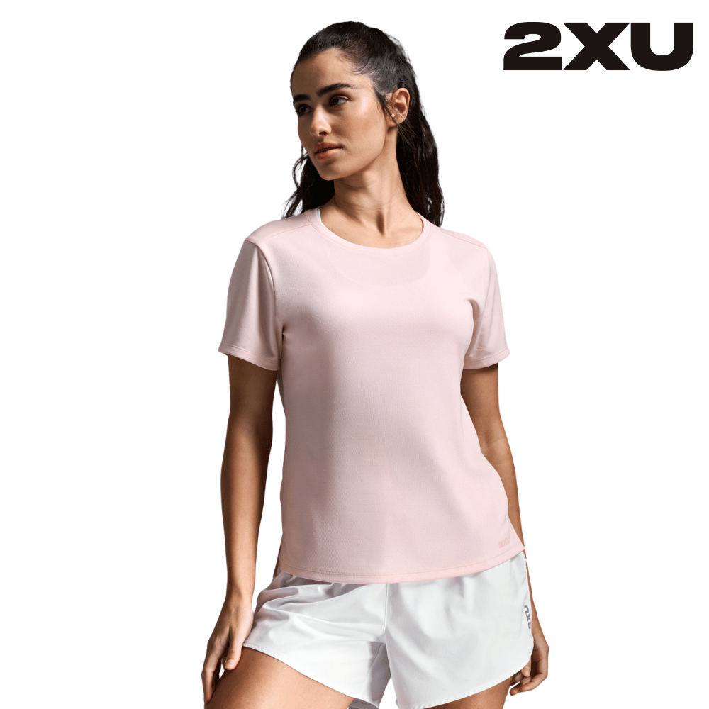 2XU Women Aero Mesh Tee - Pink Frost / Pink Frost Reflective