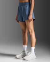 2XU Women Aero Hi-Rise 4 Inch Shorts - Indigo / Indigo Reflective