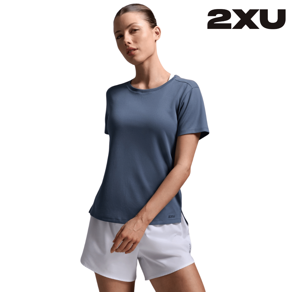2XU Women Aero Mesh Tee - Indigo / Indigo Reflective