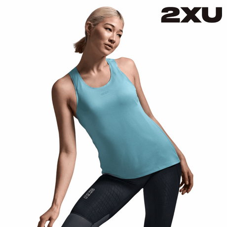 2XU Women Light Speed Tech Singlet - Retro Blue / Retro Blue Reflective