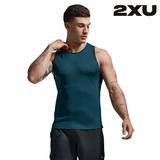 2XU Men Aero Mesh Tank - Dark Moss / Silver Reflective