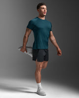 2XU Men Aero Mesh Tee - Dark Moss / Silver Reflective