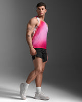2XU Men Light Speed React Singlet - Fuchsia Grad / Black Reflective