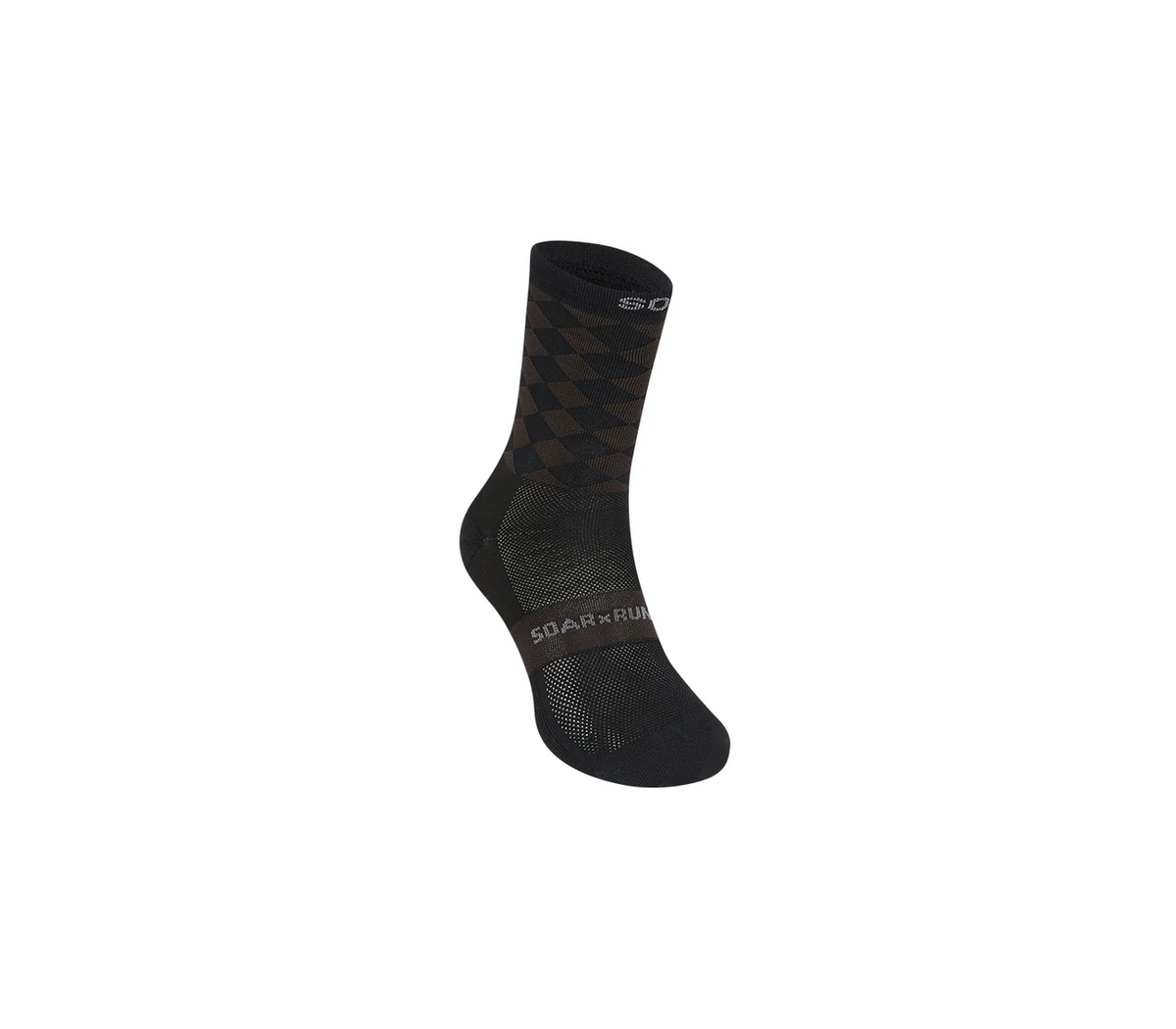 Running Lab Socks SOAR Running Unisex Diamond Crew Sock - Black / Brown – Running Lab ...