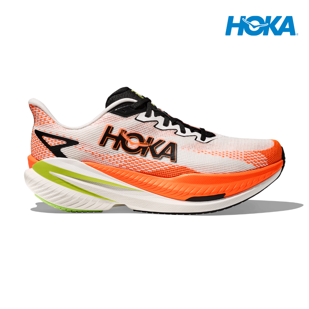 HOKA Men Mach X 3 - White / Neon Tangerine