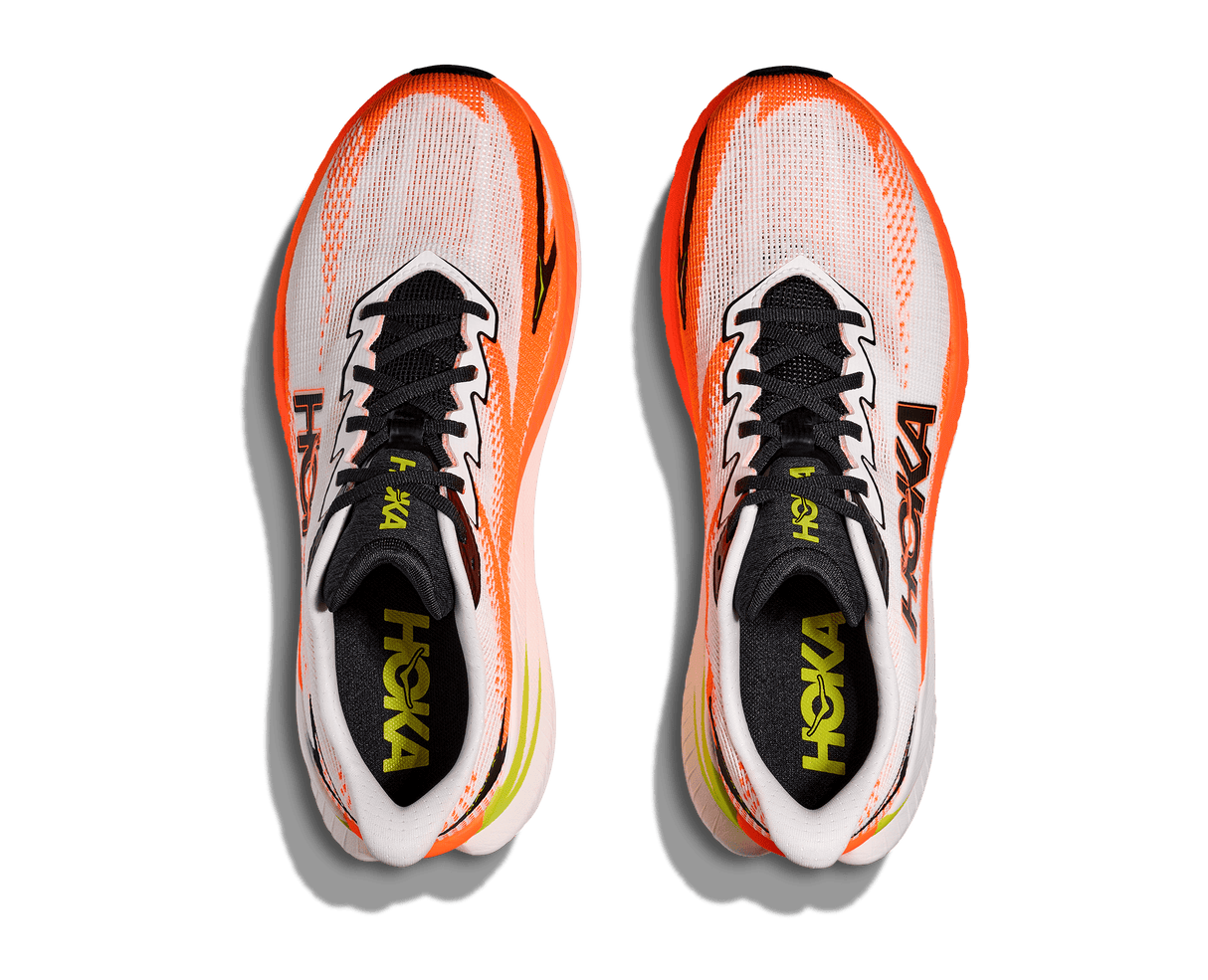 HOKA Men Mach X 3 - White / Neon Tangerine