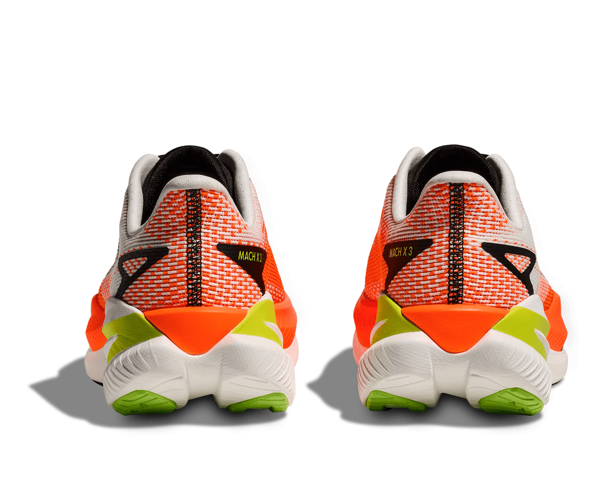 HOKA Men Mach X 3 - White / Neon Tangerine