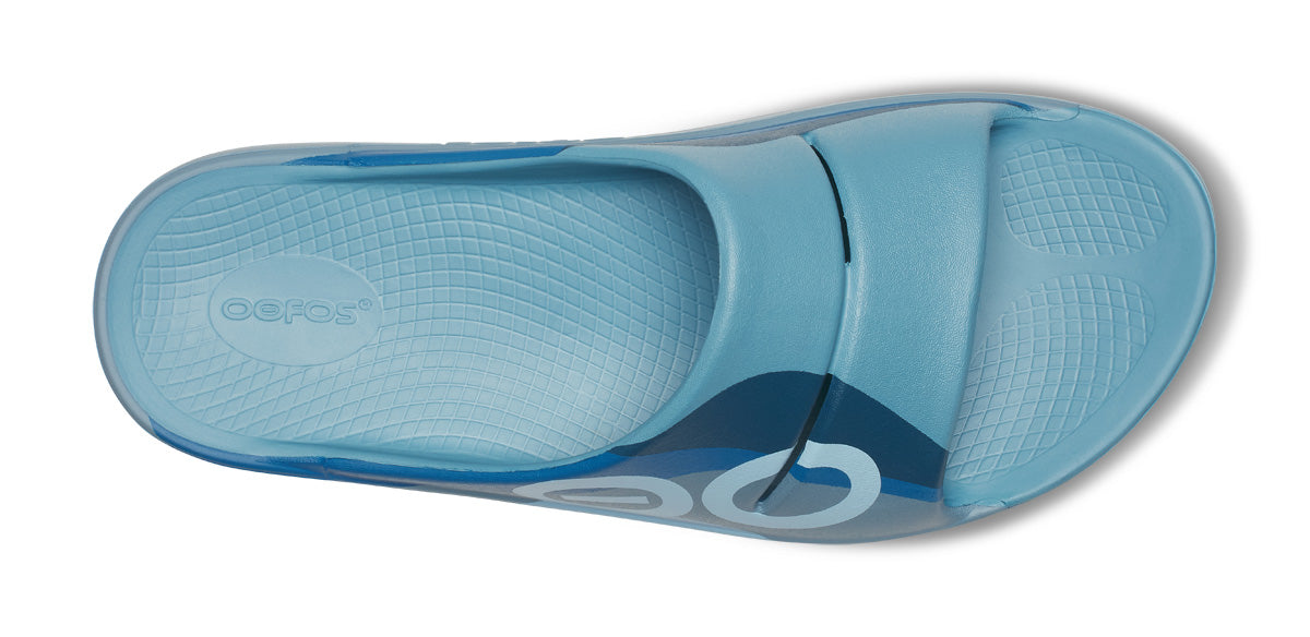 OOFOS Unisex OOahh Sport - Ocean Blue Wave – Running Lab Singapore