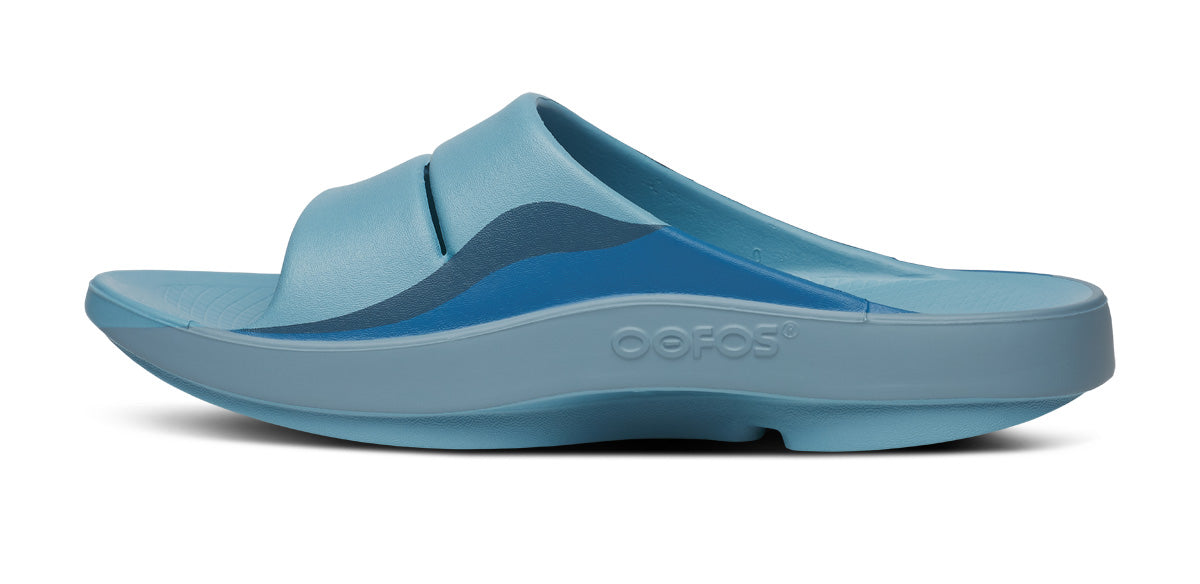 OOFOS Unisex OOahh Sport - Ocean Blue Wave – Running Lab Singapore
