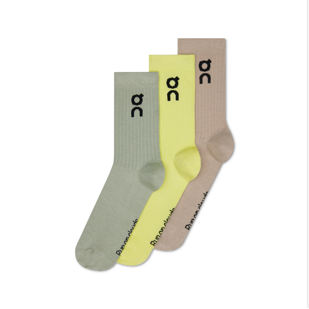 On Unisex Logo Sock High 3-Pack - Lemonade / Tin